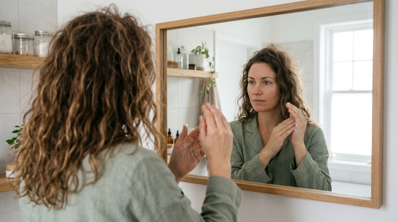 Para ondulados e cacheados que perderam o formato durante a noite, uma mistura de água com uma pequena quantidade de creme para pentear pode ajudar.