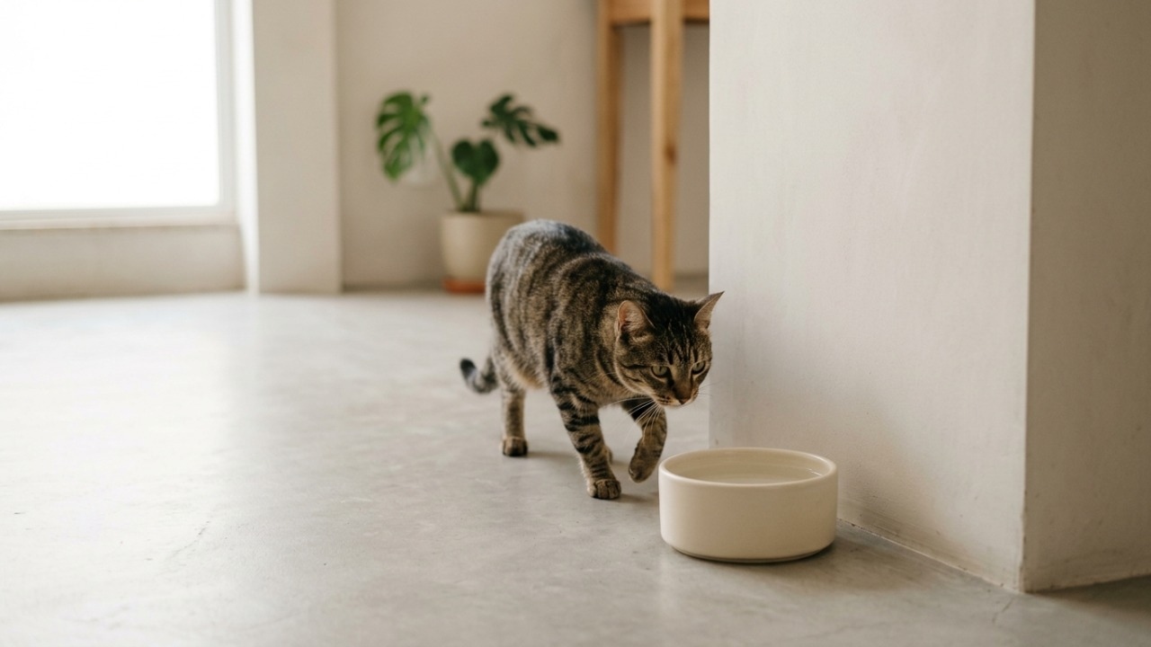 Espalhar potes de água pela casa pode fazer seu gato beber mais.