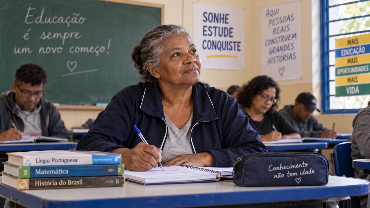 Depois de abandonar os estudos criança, ela busca autonomia através da educação.