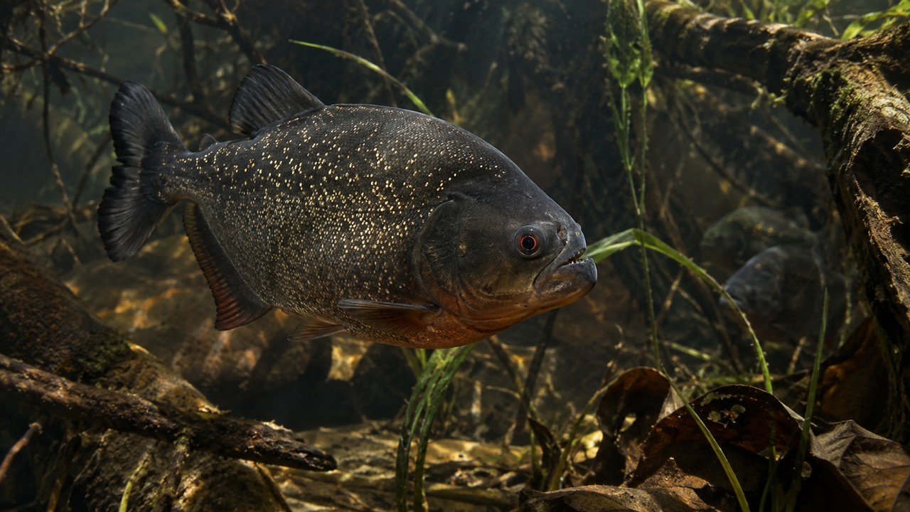 Piranha-preta concentra uma mordida surpreendentemente forte em um corpo relativamente pequeno.