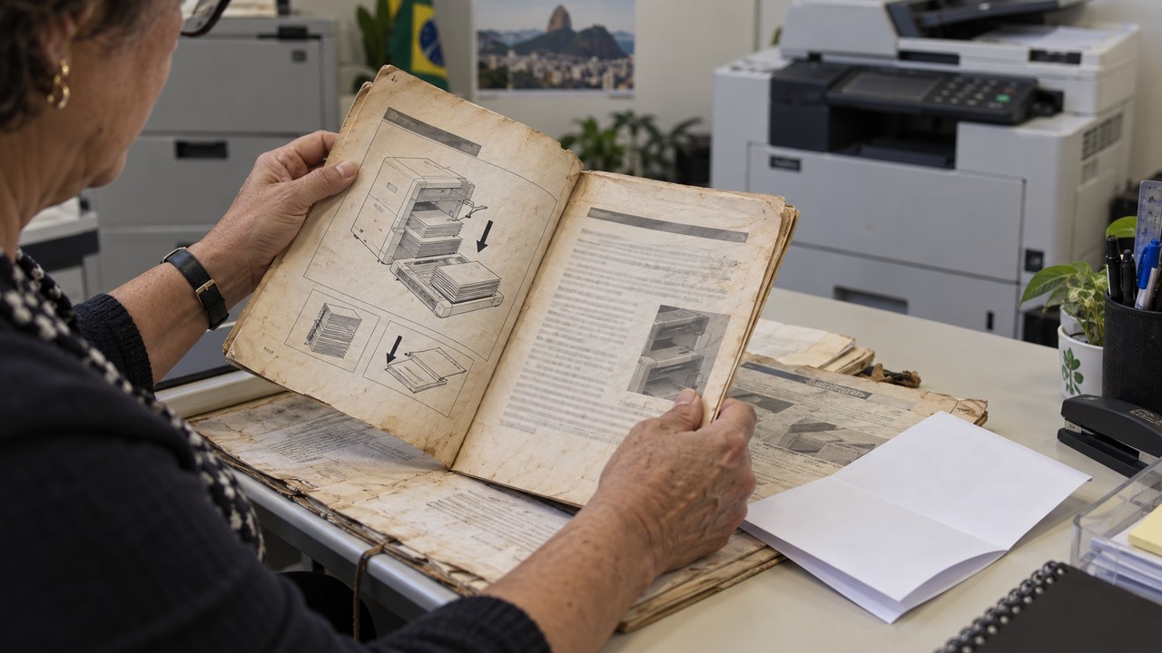A folha dobrada existia por causa de uma impressora já substituída.