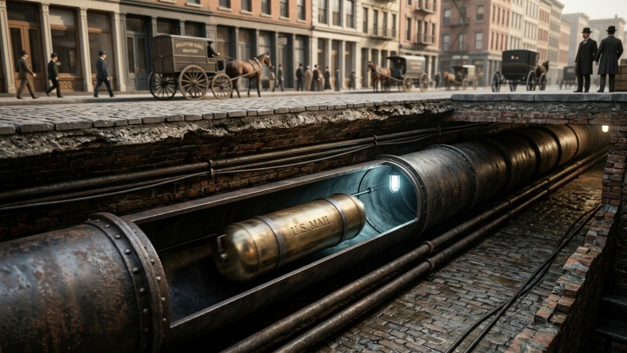 Nova York já enviou centenas de cartas por tubos pneumáticos subterrâneos.