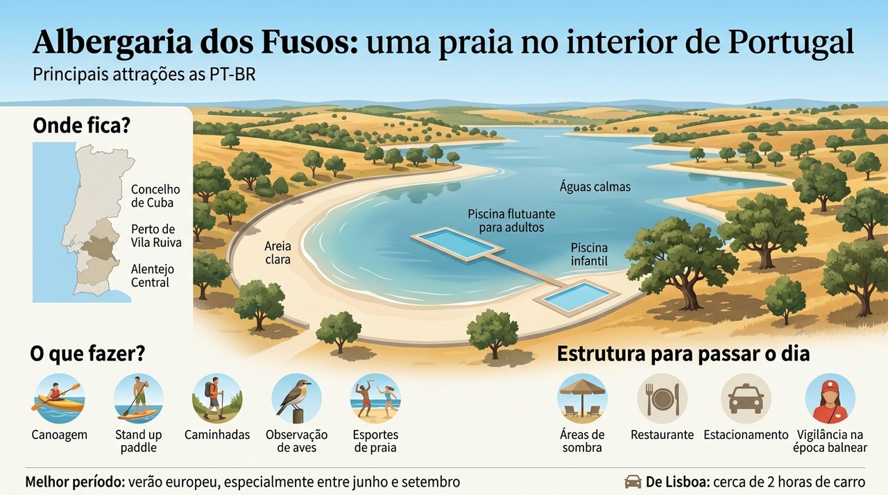 As duas estruturas instaladas diretamente sobre a água são o principal diferencial da praia.