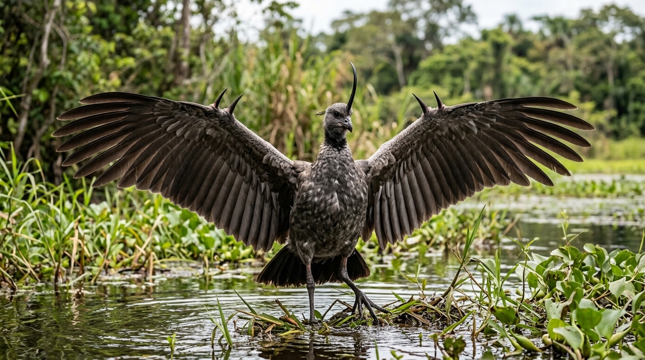 A espécie Anhima cornuta, encontrada na América do Sul, possui dois esporões ósseos em cada asa, totalizando quatro.