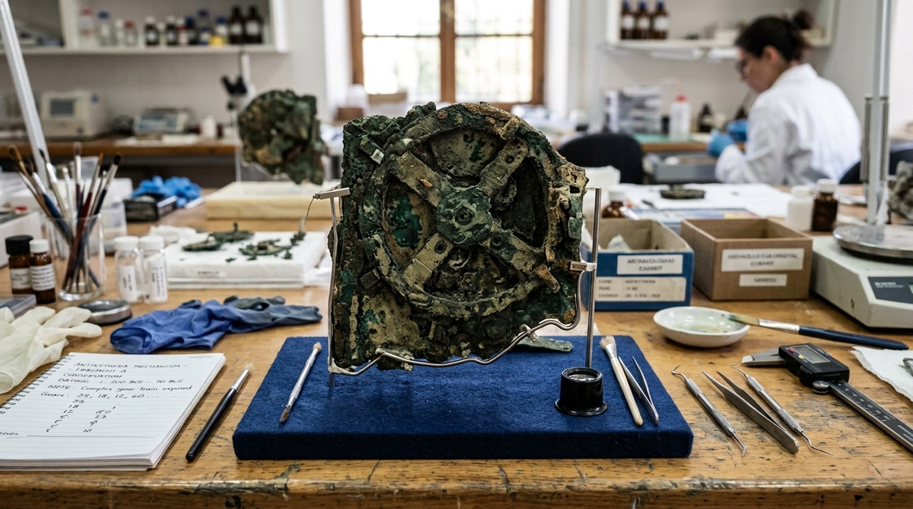 O aparelho foi preservado em dezenas de fragmentos de bronze, madeira e depósitos marinhos.