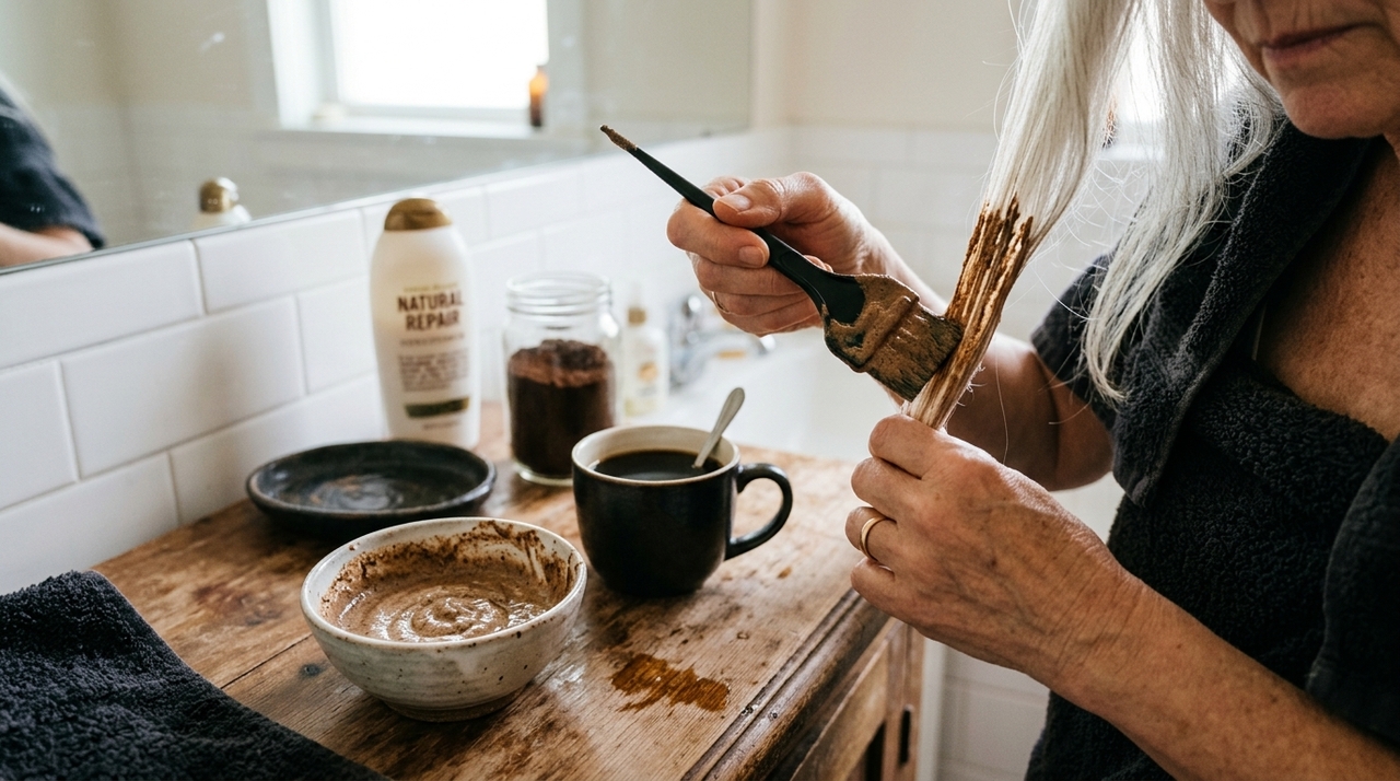 O café deve ser preparado de maneira concentrada e deixado esfriar completamente antes de qualquer aplicação.
