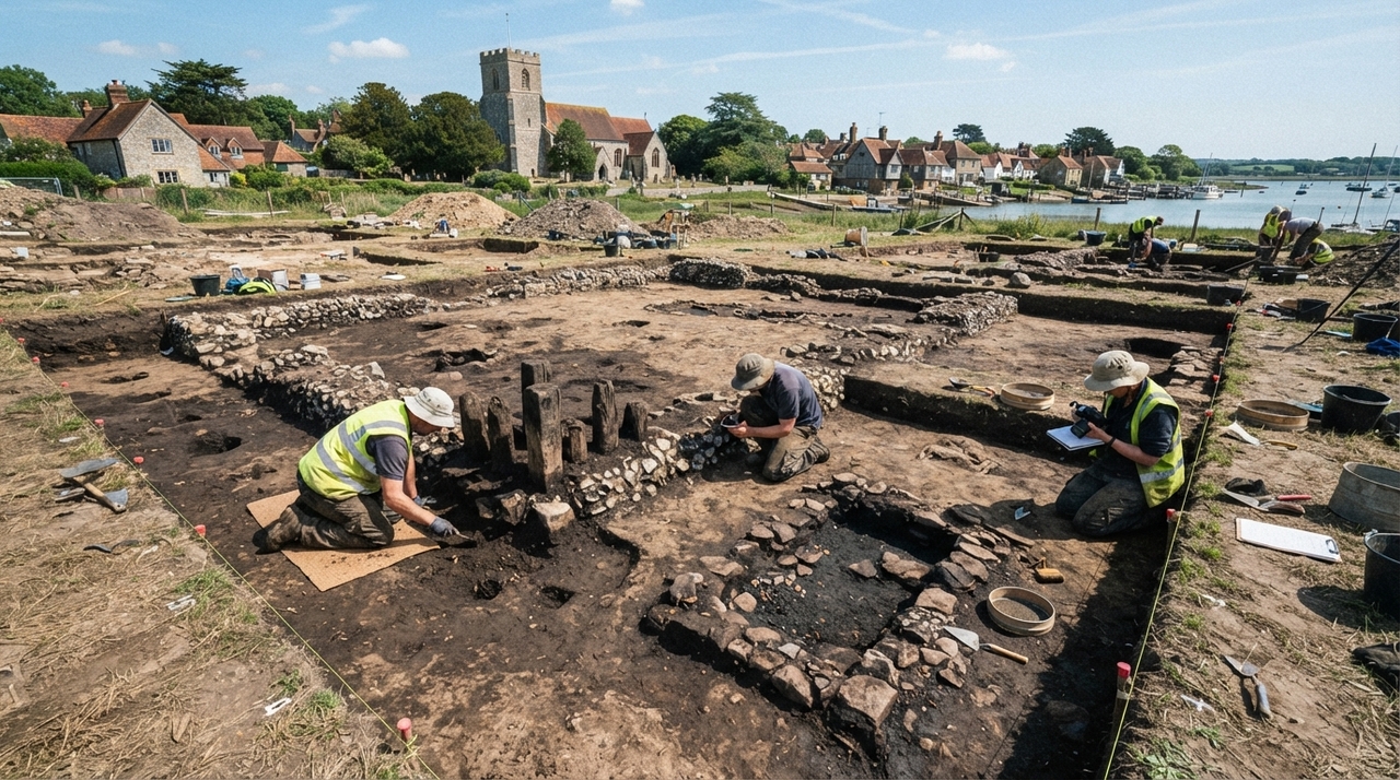 Bosham aparece na Tapeçaria de Bayeux, que mostra Harold Godwinson indo a uma igreja e participando de um banquete antes da conquista normanda.