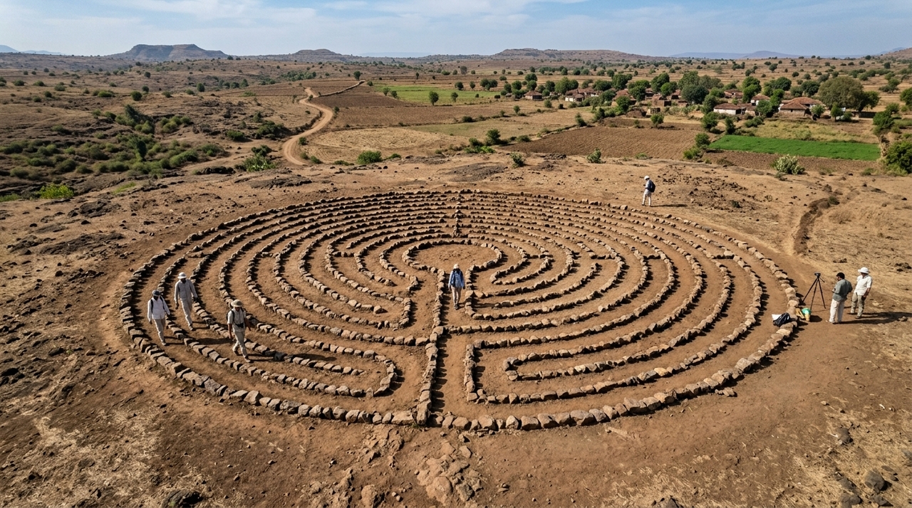 A estrutura circular foi identificada em Maharashtra e descrita pela revista Archaeology como o maior exemplo conhecido desse tipo na Índia
