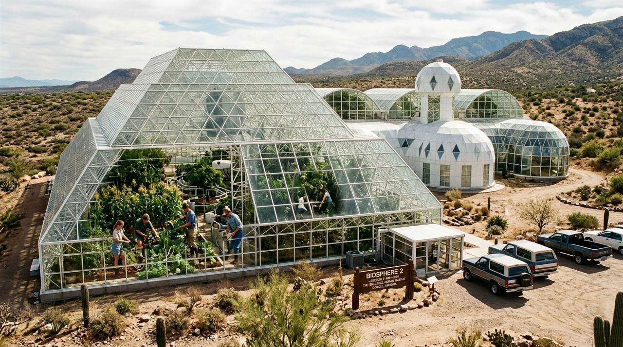 Os solos colocados dentro da Biosphere 2 eram ricos em matéria orgânica