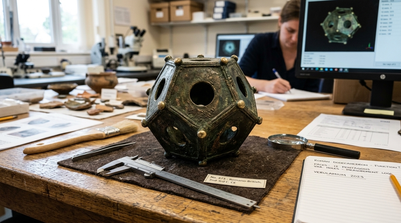 Voluntários do Norton Disney History and Archaeology Group encontraram o dodecaedro em 2023, numa área onde havia vestígios romanos.