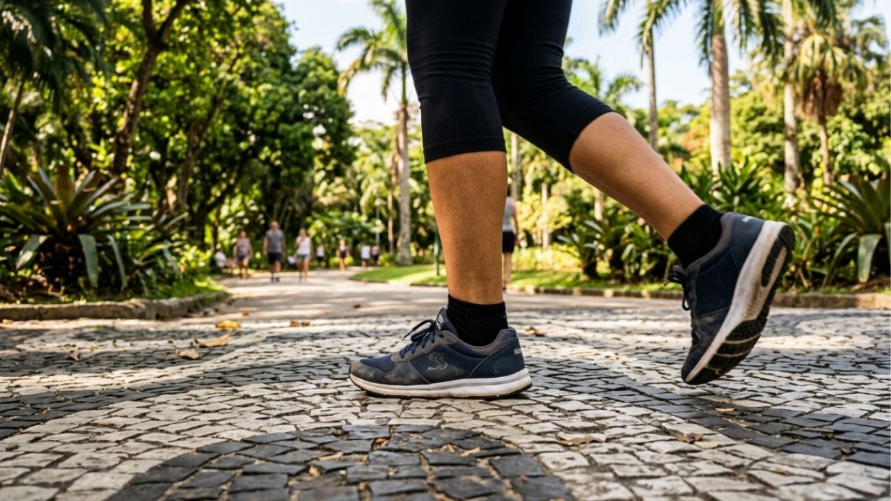 Ritmo e duração transformam uma caminhada em exercício aeróbico – Imagem ilustrativa criada por inteligência artificial