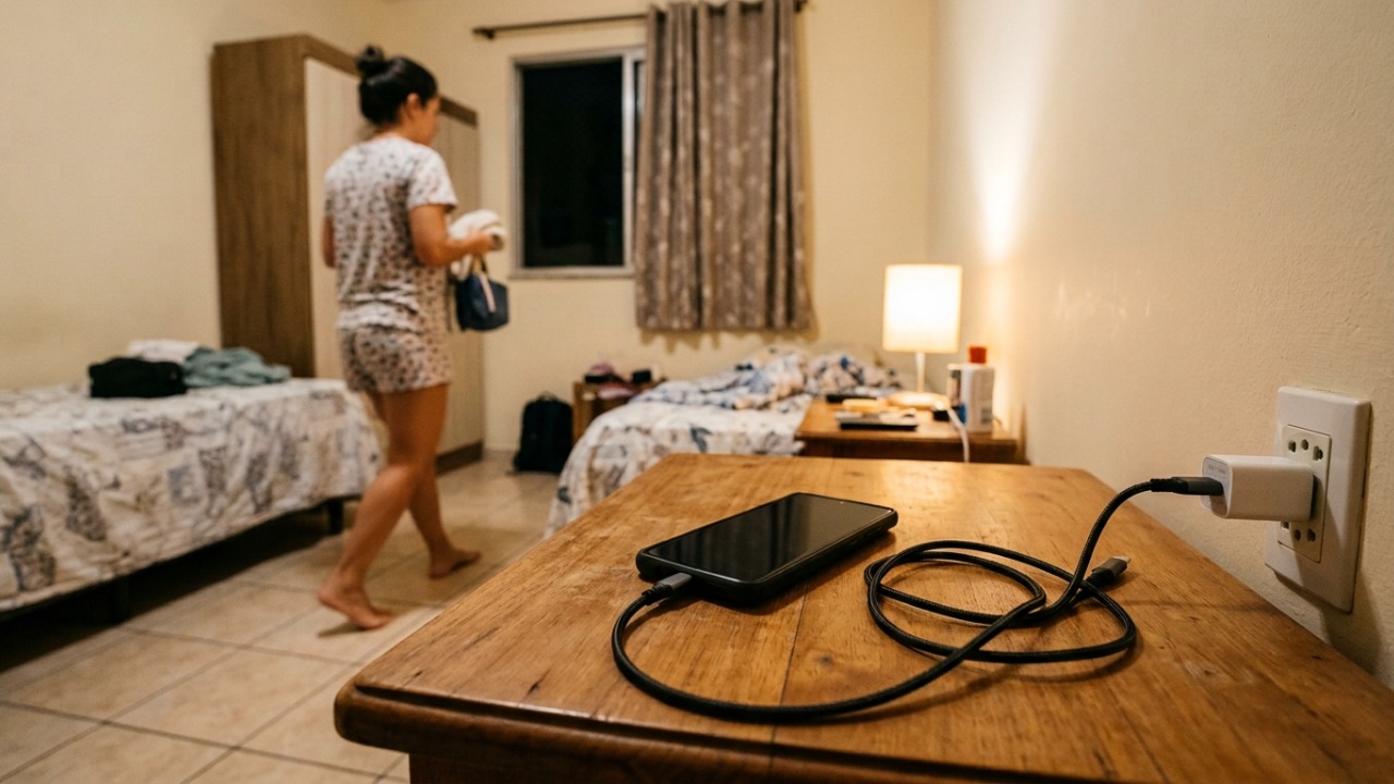 Carregar o celular sobre a cama pode criar condições inadequadas de ventilação.
