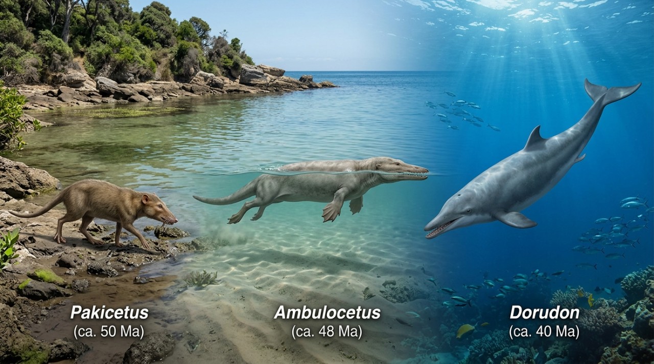 Segundo os modelos, formas de vida apenas parcialmente aquáticas ainda podem, ao longo da evolução, voltar a depender mais da terra.