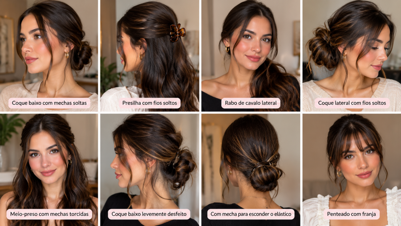 Para quem gosta de cabelo preso, mas não quer expor todo o rosto, algumas técnicas podem ajudar. Veja ideias com mechas soltas e acabamento natural.