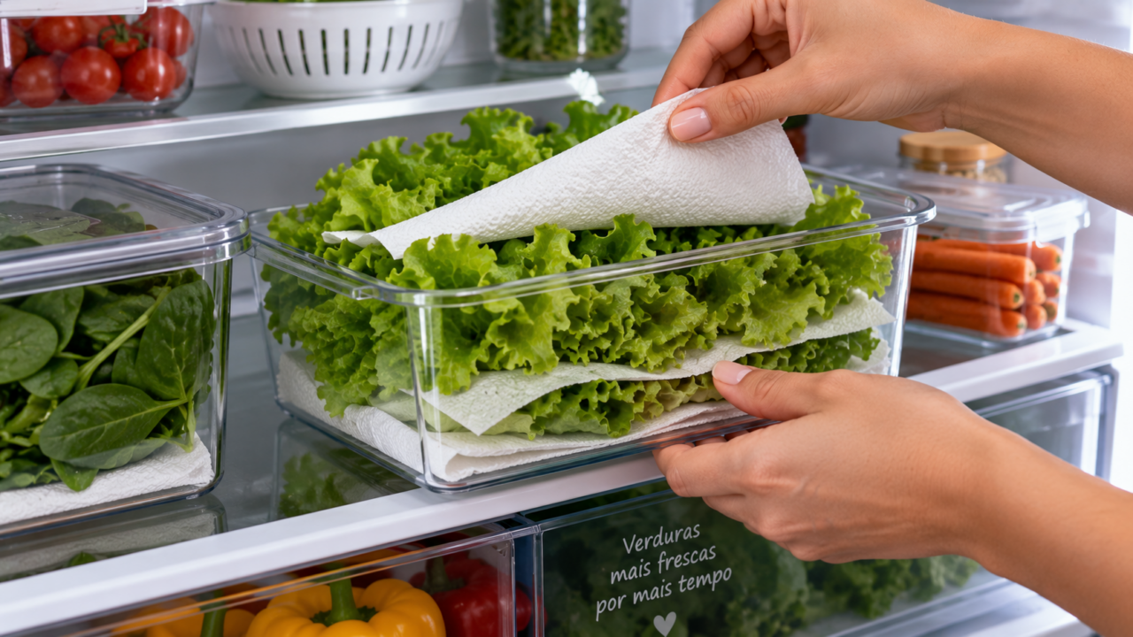 Um simples papel-toalha pode ajudar no armazenamento de folhas verdes. Aprenda como usá-lo, quando trocar e quais cuidados ajudam a conservar as verduras.