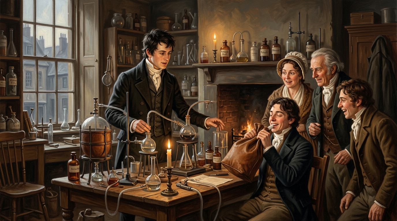 Davy trabalhava na Pneumatic Institution, criada pelo médico Thomas Beddoes para estudar possíveis aplicações médicas dos gases