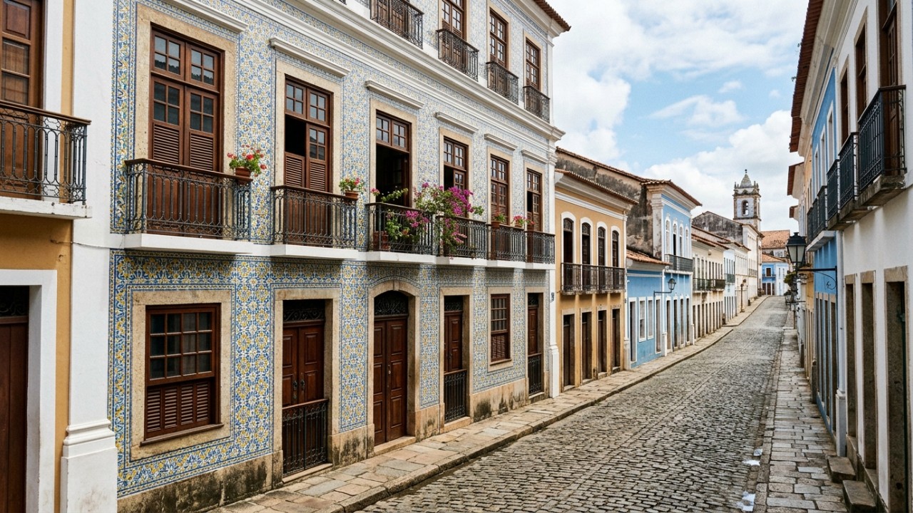 As tradicionais fachadas revestidas de azulejos portugueses conferem uma identidade única e inconfundível à paisagem urbana maranhense.
