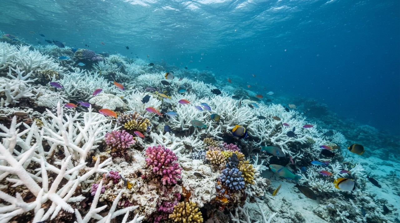 O aquecimento das águas oceânicas afeta diretamente a saúde dos corais em diferentes regiões do mundo.