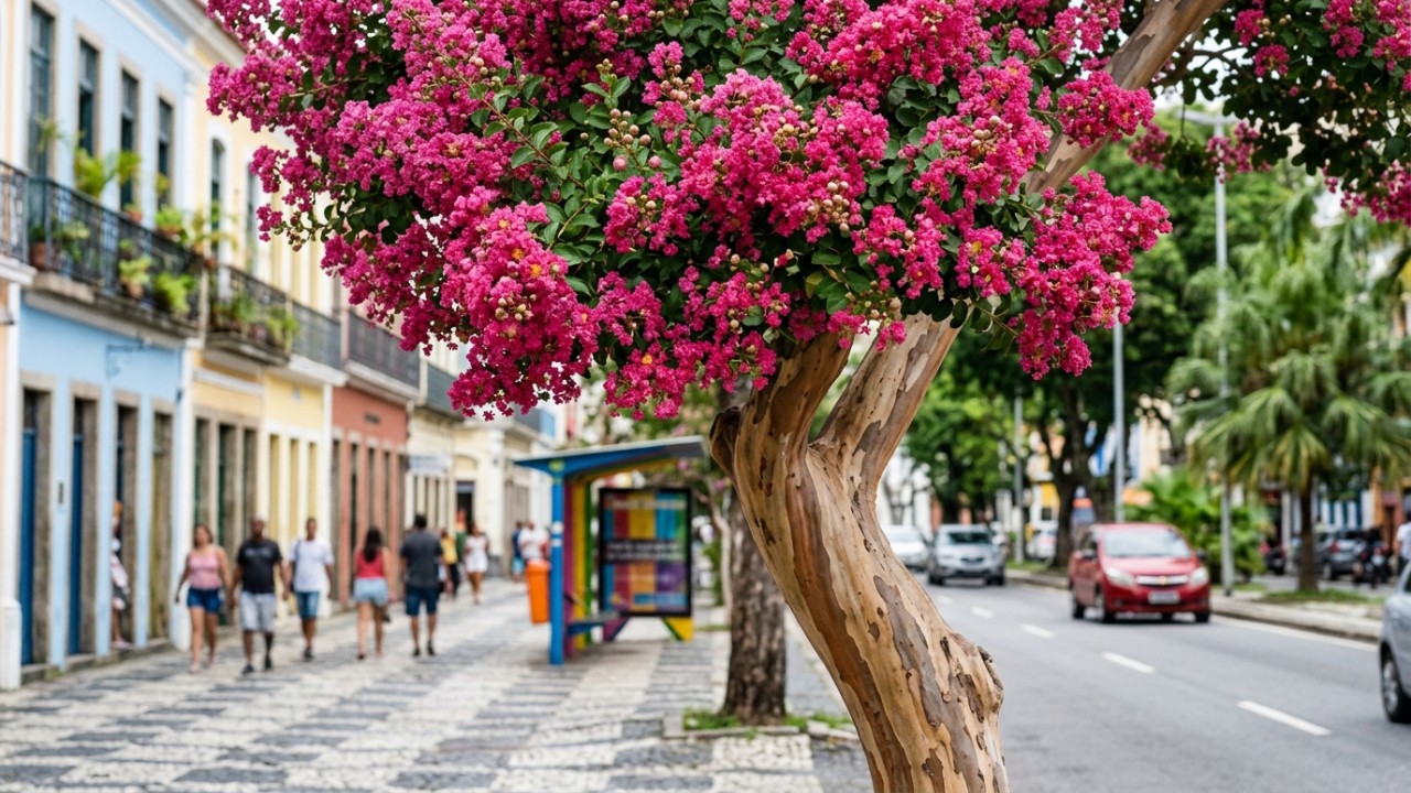 A intensa floração colorida do resedá garante sombra agradável e conforto térmico natural.