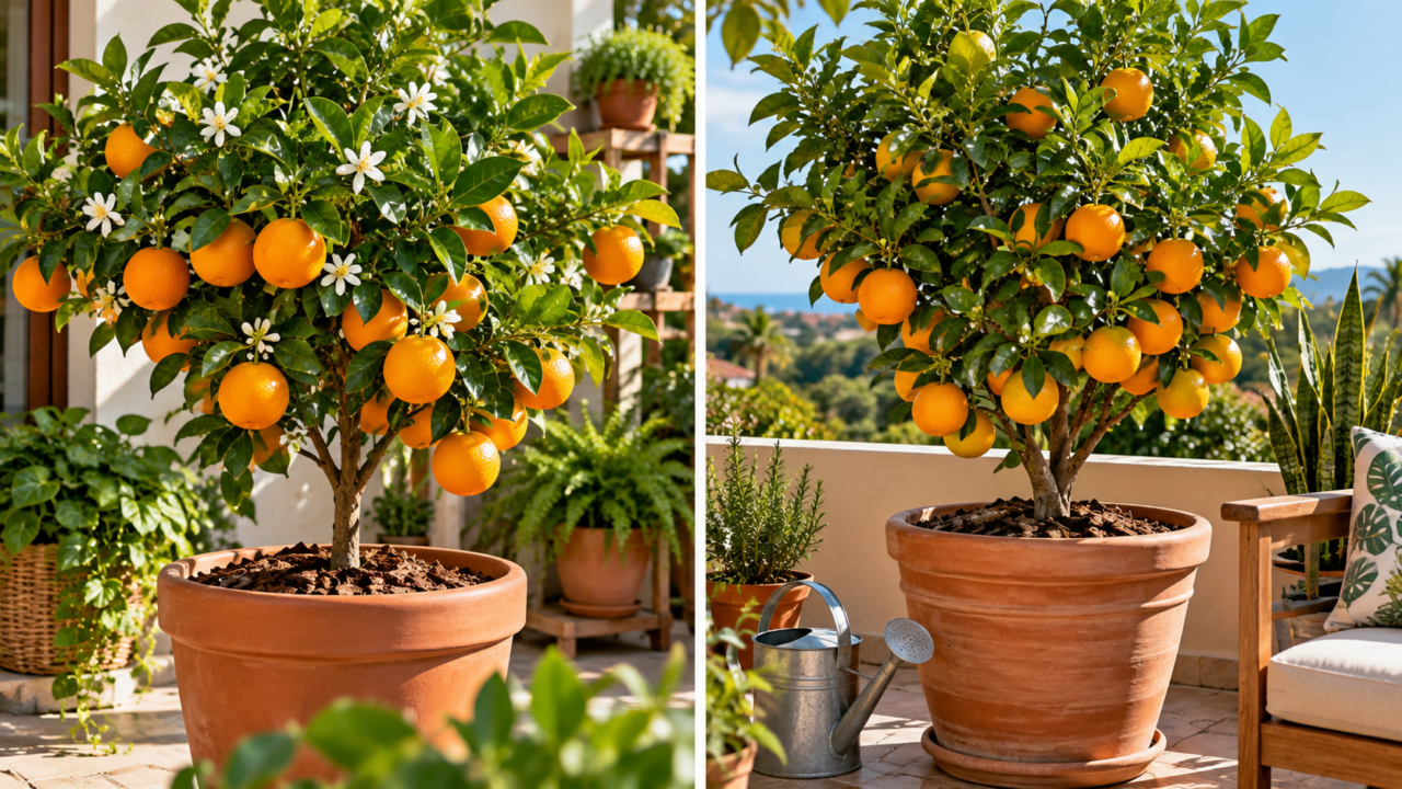Laranjeira carregada de frutos em vaso é possível? Conheça as variedades mais indicadas e os cuidados essenciais para cultivar cítricos em espaços pequenos.