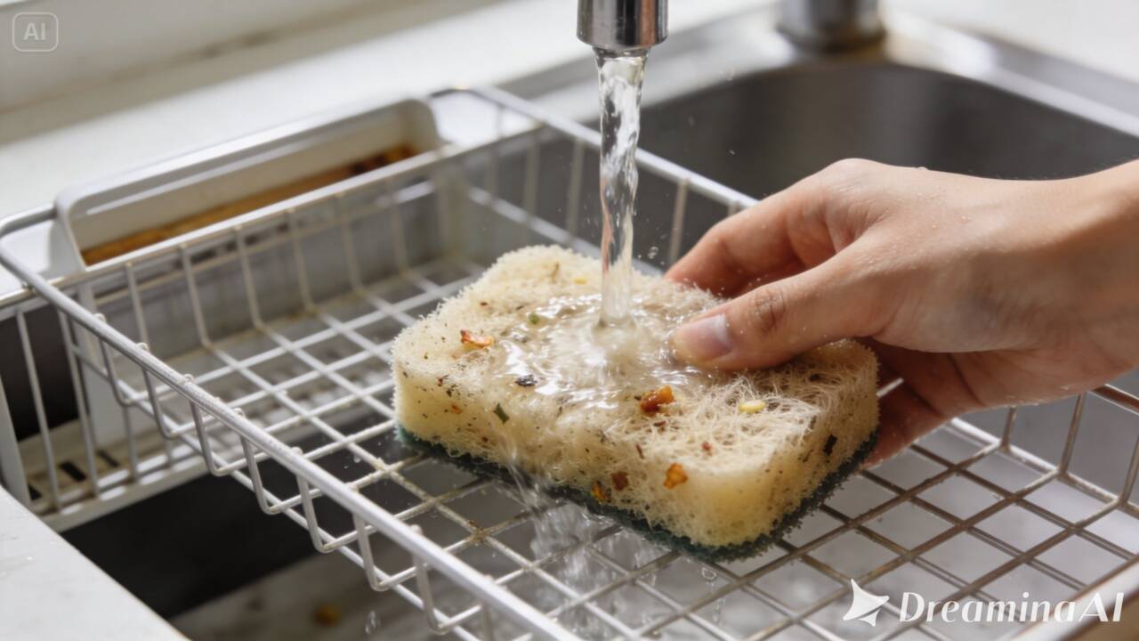 Restos de comida presos na esponja podem causar mau cheiro. Veja como higienizar, secar corretamente e identificar quando é hora de trocar o utensílio.