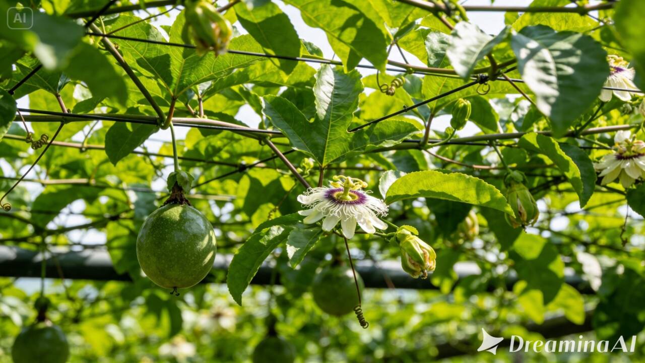 Maracujazeiro cheio de folhas e com pouca fruta pode ter diferentes causas. Saiba o que observar na polinização, luminosidade, irrigação e condução dos ramos.