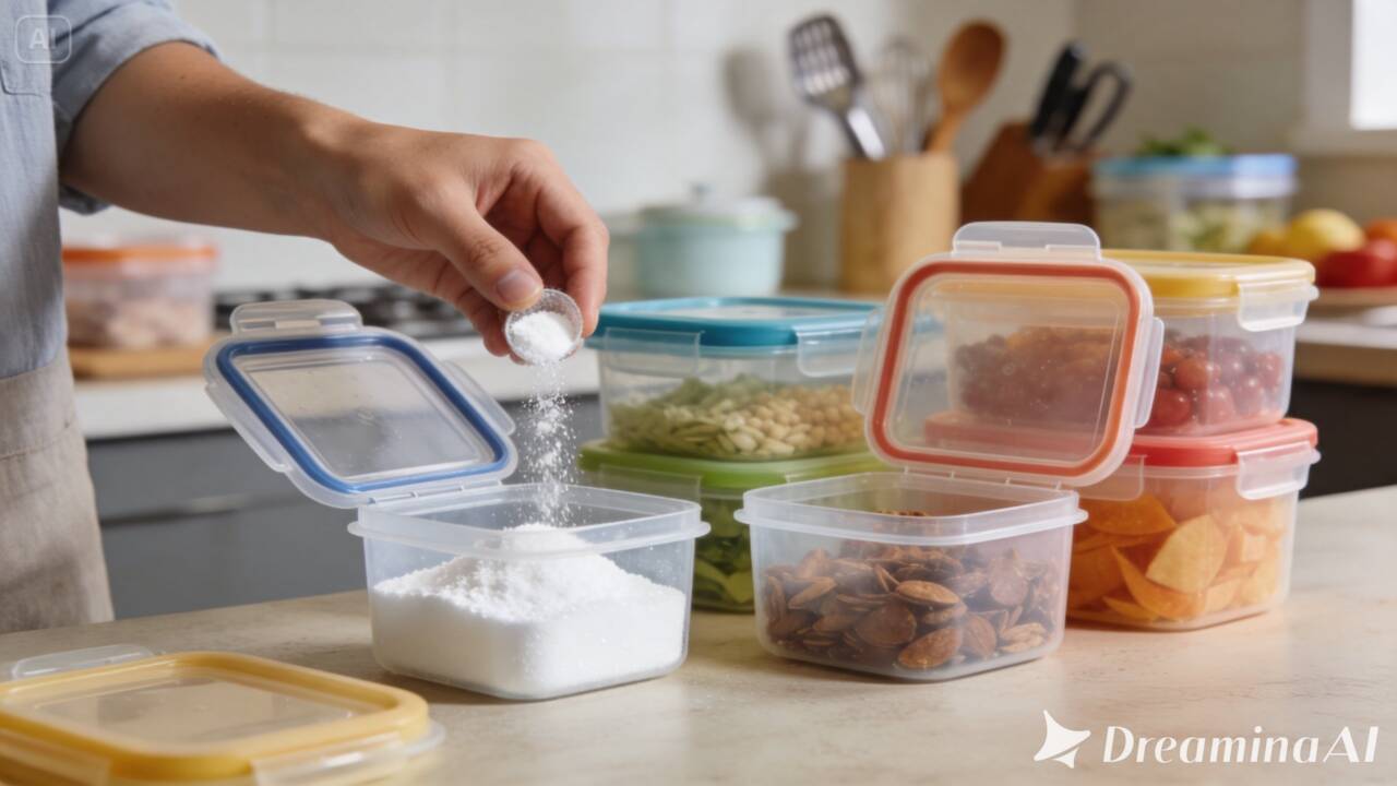 O bicarbonato pode ajudar a reduzir o cheiro de comida nos potes plásticos. Entenda como usar o produto e por que remover a gordura é importante.