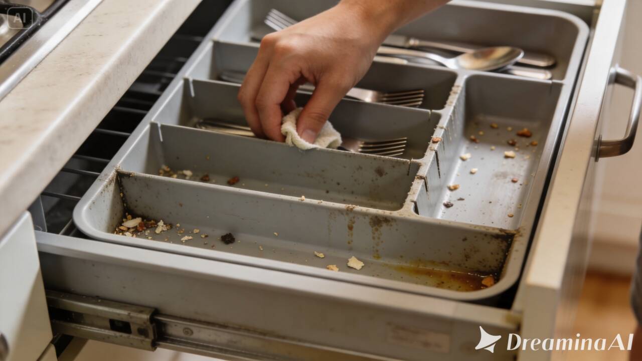 Quando foi a última vez que você limpou a gaveta de talheres? Veja como remover sujeira dos cantos, divisórias e superfícies sem danificar o organizador.