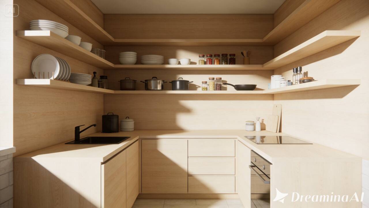 Prateleiras podem trazer mais leveza para cozinhas compactas sem eliminar os armários. Veja como combinar armazenamento aberto e fechado no ambiente.