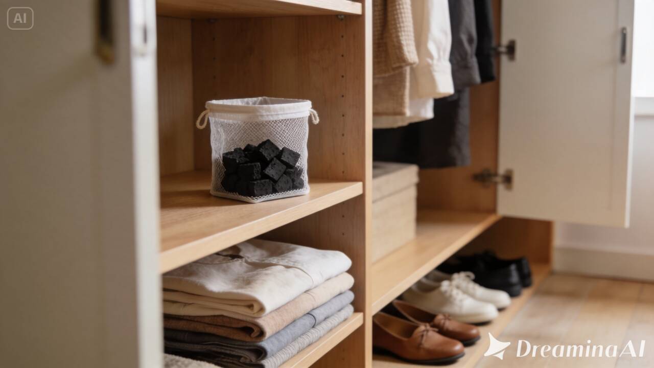 O carvão pode ajudar com mau cheiro dentro do armário graças à sua estrutura porosa. Saiba como usar o truque sem substituir a limpeza e a ventilação.