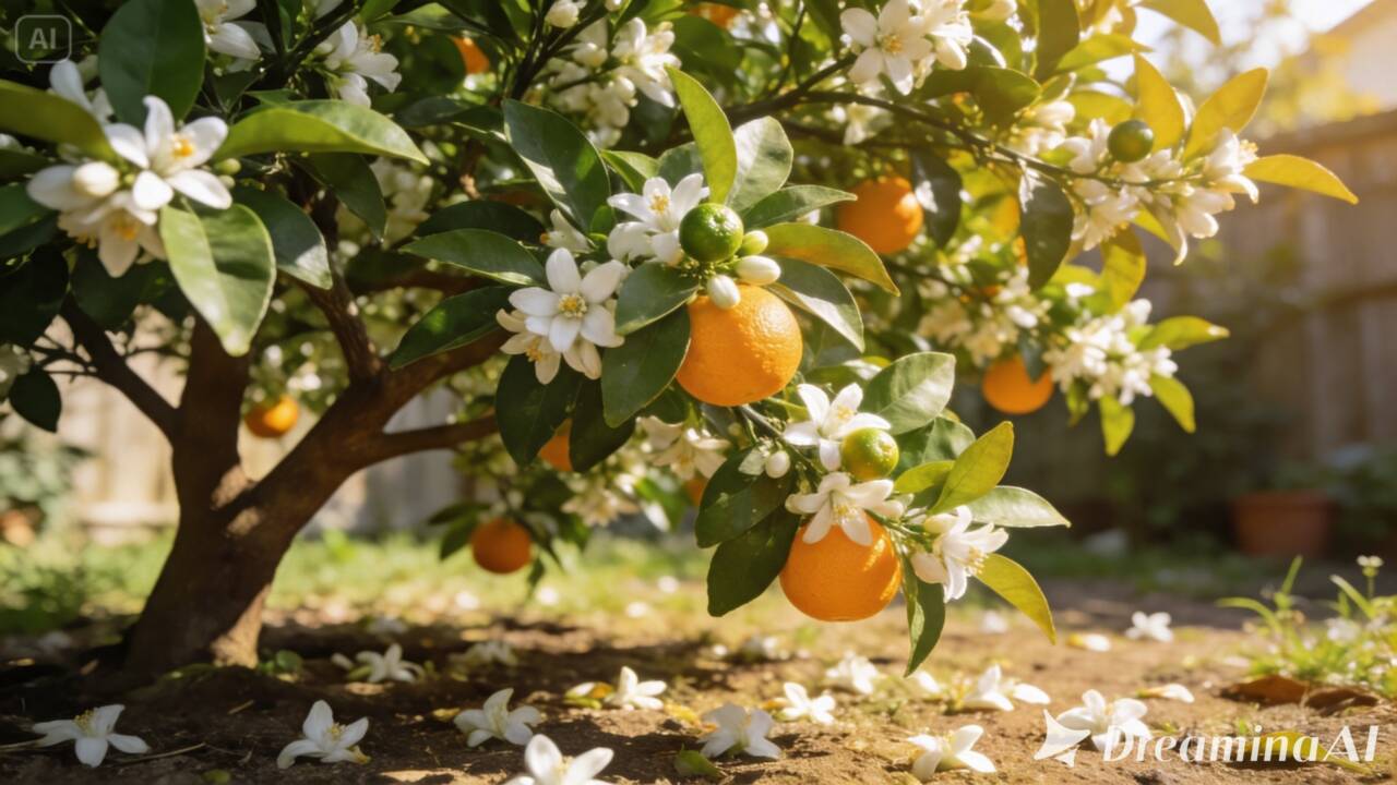 Sua laranjeira floresce bastante, mas produz poucas laranjas? Conheça os principais fatores que podem influenciar a formação e permanência dos frutos.