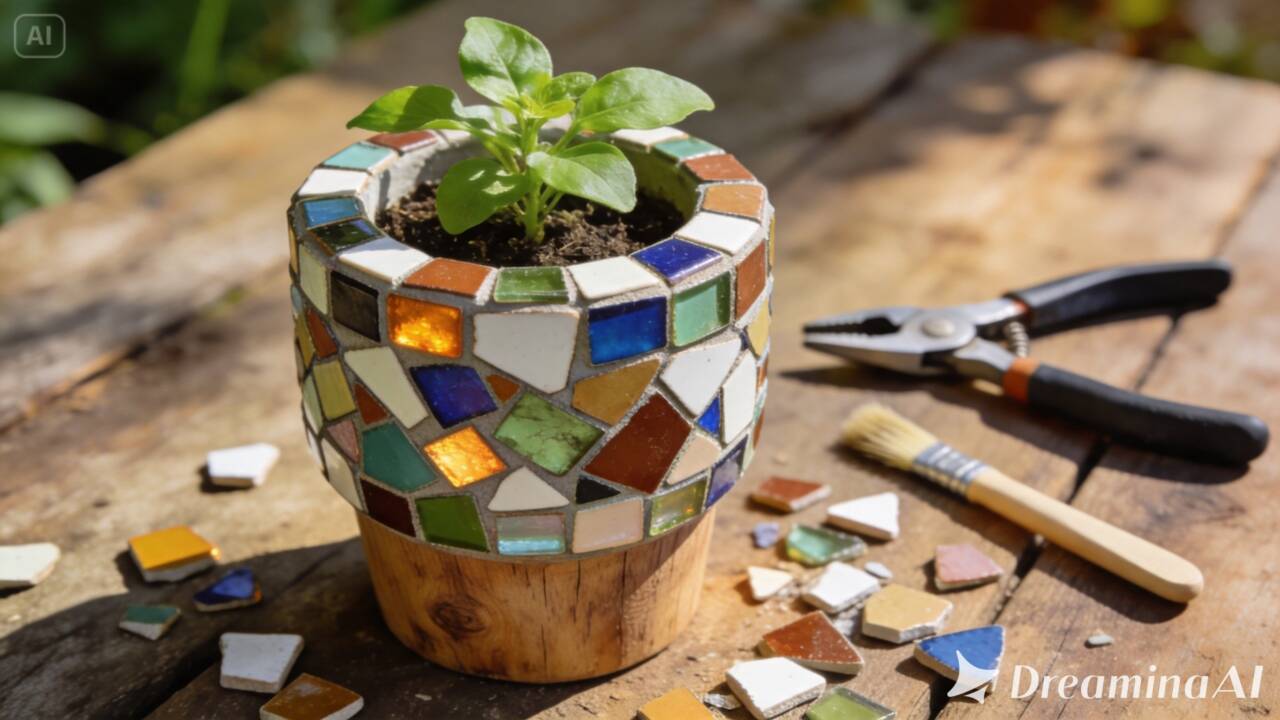 Pedaços de azulejo podem ganhar nova função no jardim. Veja como criar um mosaico simples usando fragmentos, uma base e materiais adequados.