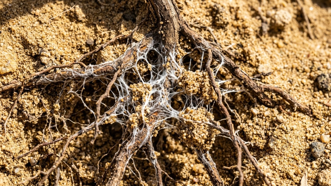 As estruturas subterrâneas conectam raízes e garantem nutrientes vitais para a flora em regiões severas.