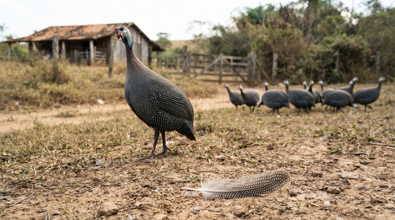 A galinha-d’angola é uma ave extremamente atenta ao ambiente.