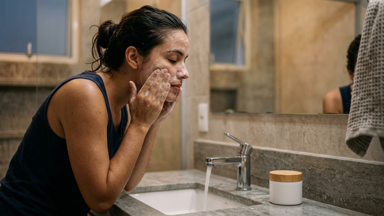 Limpeza suave e hidratação bastam para iniciar uma rotina noturna simples.