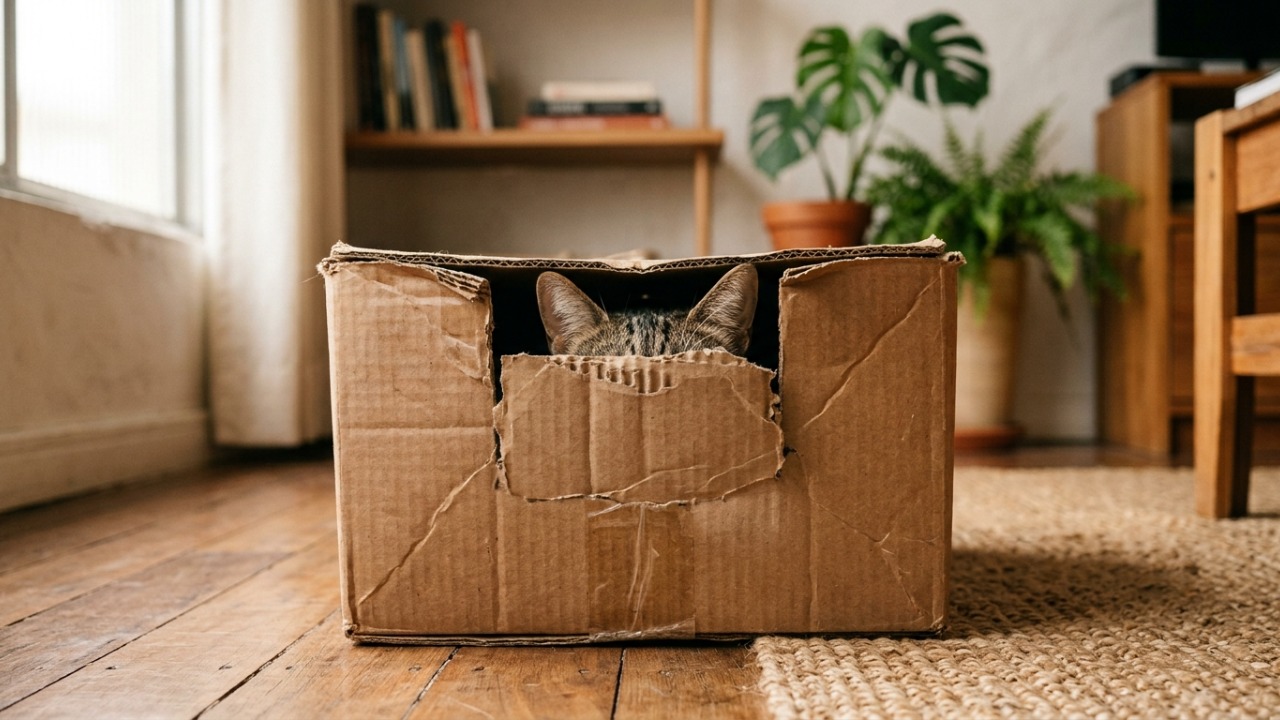 Caixas oferecem aos gatos abrigo, controle, calor e oportunidades de brincadeira.