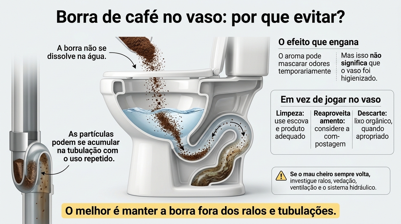 O cheiro agradável pode passar a impressão de que o vaso ficou mais limpo, mas aroma e higienização são coisas diferentes.