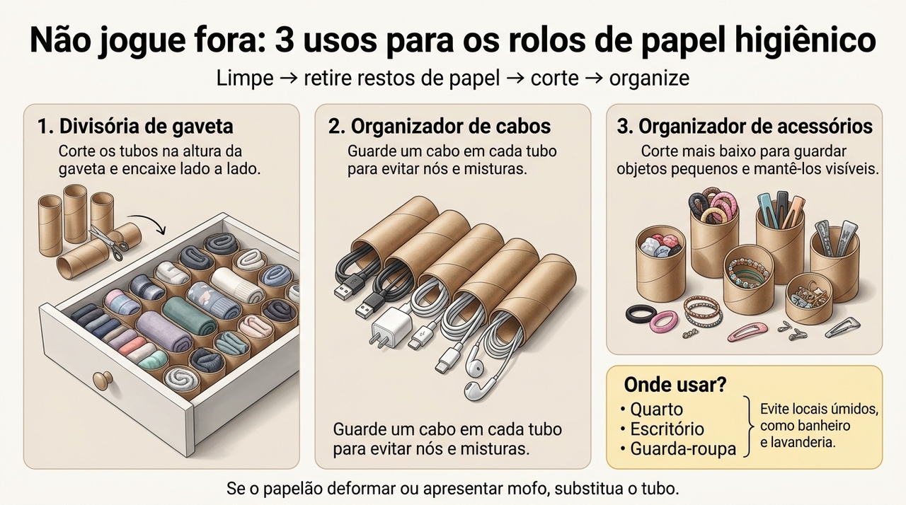 Basta cortar os tubos na altura da gaveta e posicioná-los lado a lado até preencher o espaço.