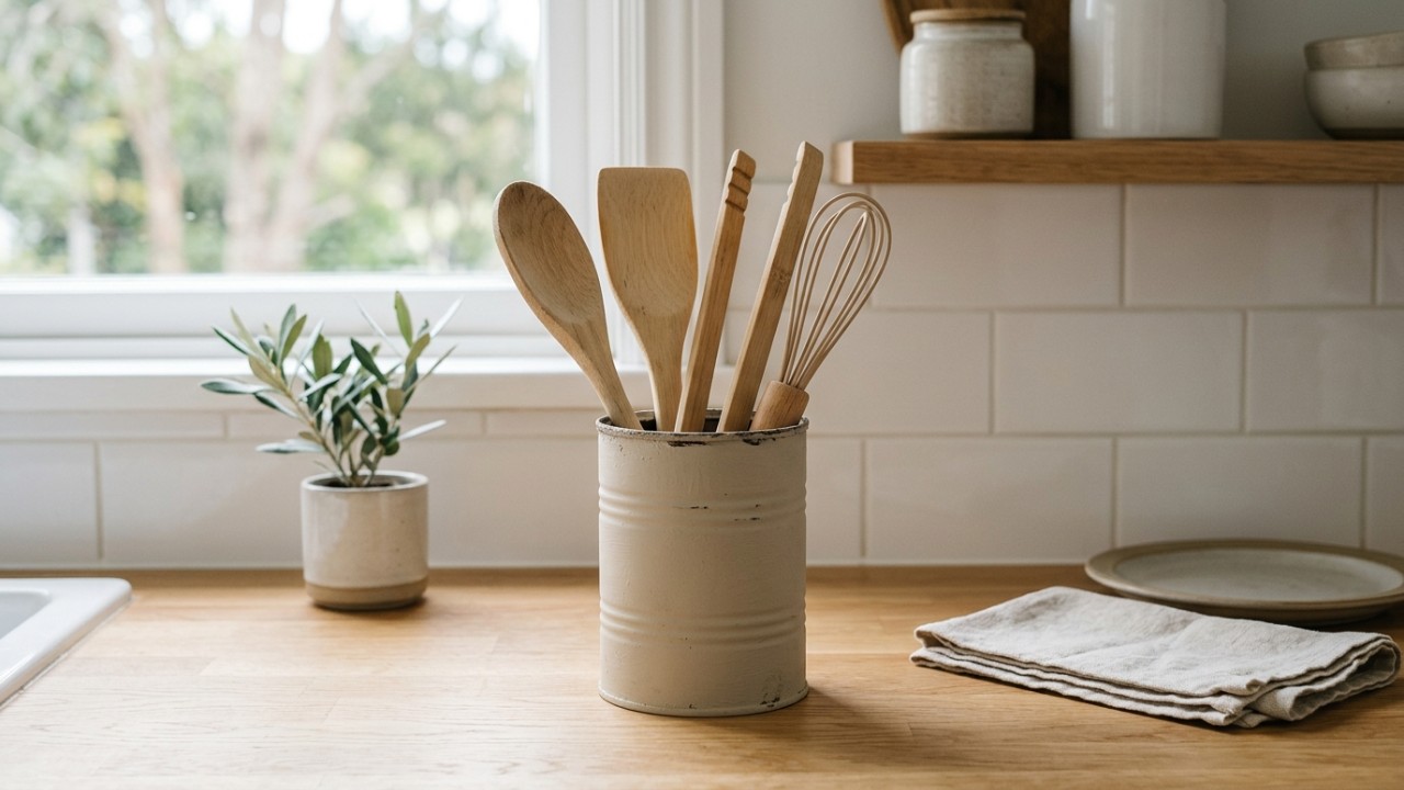 Aprenda a transformar latas de alumínio descartadas em organizadores de cozinha elegantes utilizando conceitos de upcycling e design nórdico.