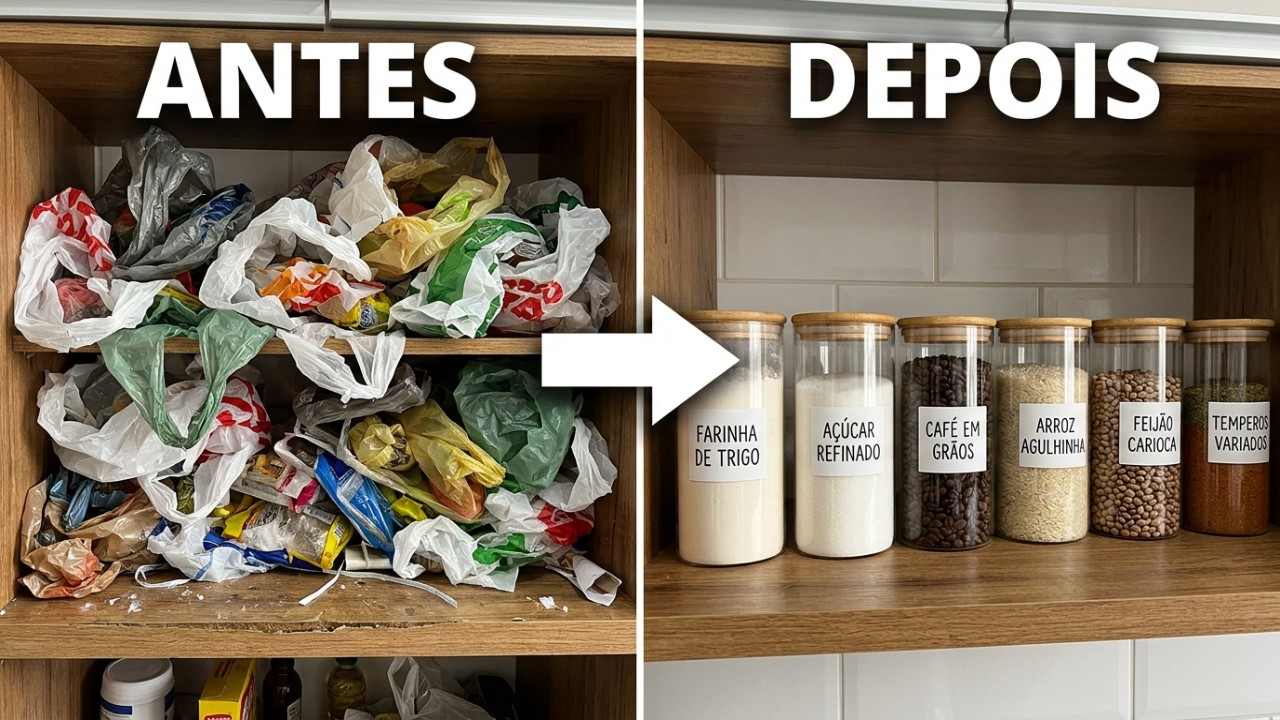 Reutilizar potes de vidro transforma a rotina e garante uma despensa organizada.