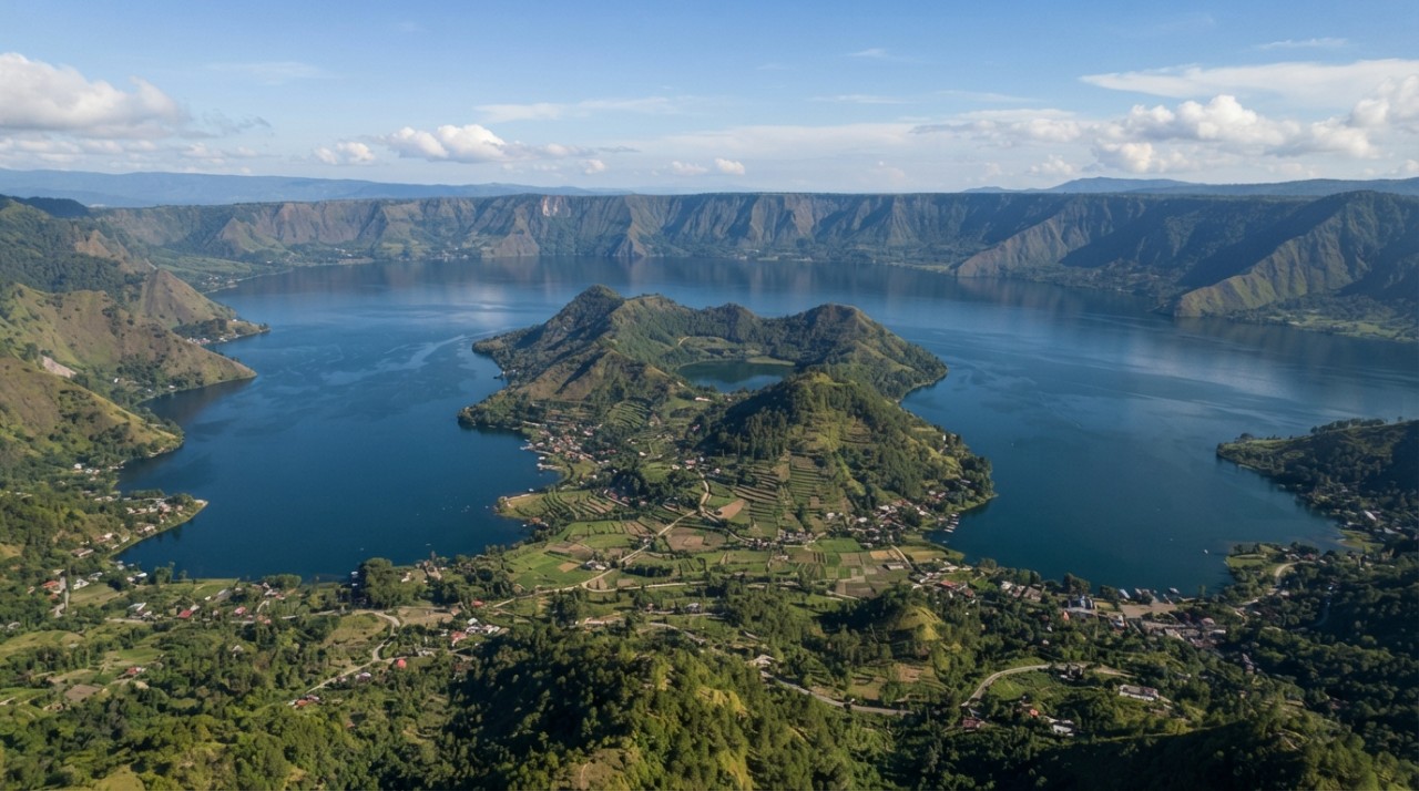Milhares de anos atrás ocorreu uma explosão titânica na região tropical que hoje abriga o belo Lago Toba