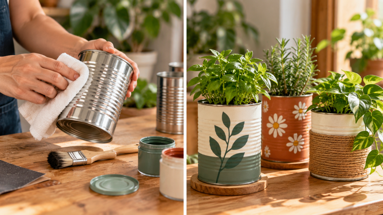 Como transformar uma lata de leite em vaso? Aprenda a preparar o recipiente, criar a drenagem, pintar e escolher plantas que combinam com o tamanho da lata.
