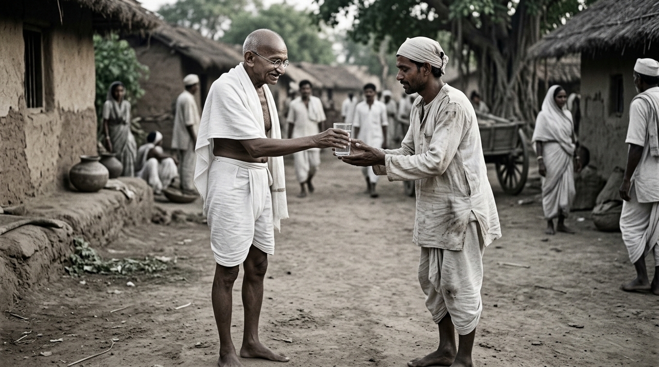 Gandhi desenvolveu uma maneira de pensar na qual a reação não deveria ser determinada automaticamente pela agressão recebida.