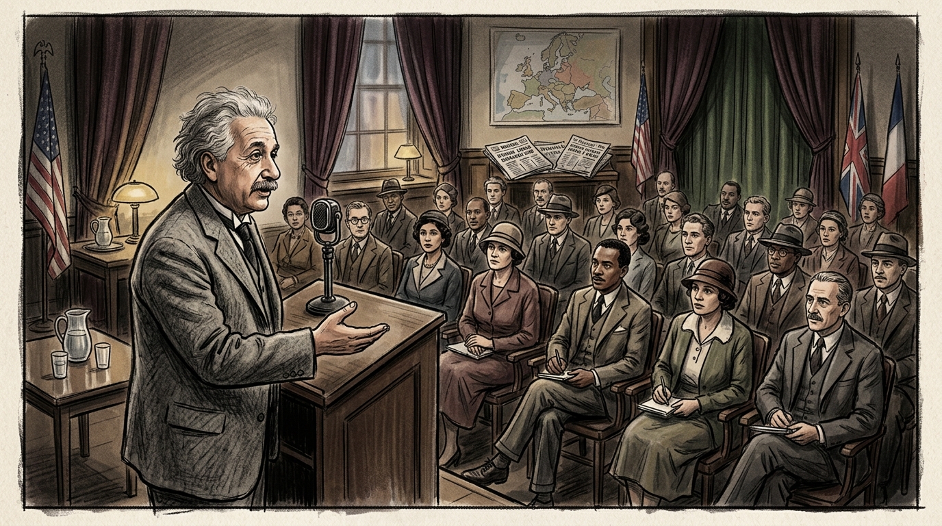 A citação foi registrada em um discurso de Einstein para a New History Society, em Nova York, em 14 de dezembro de 1930