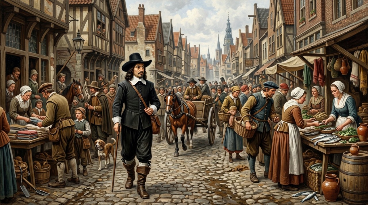 Descartes escreve que, quando alguém emprega tempo demais viajando, pode acabar se tornando estrangeiro em seu próprio país.