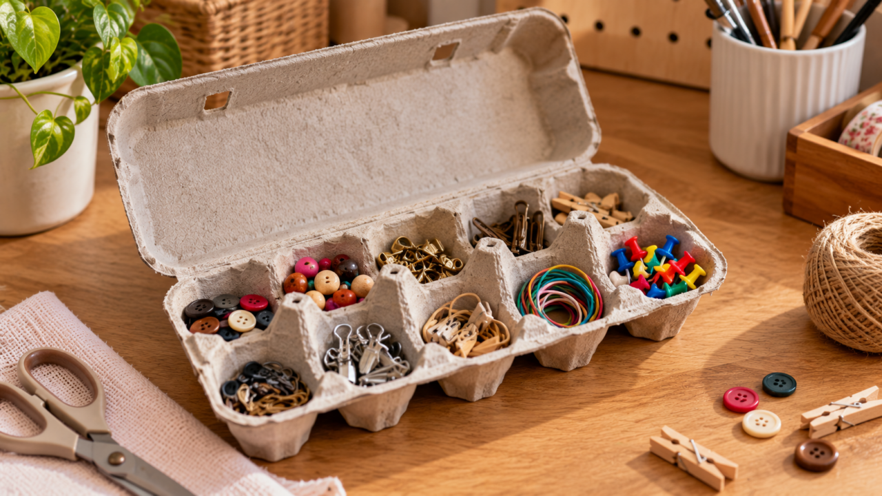Como reutilizar caixa de ovos? Confira ideias simples para transformar a embalagem em um organizador de pequenos objetos, sementes e materiais de artesanato.