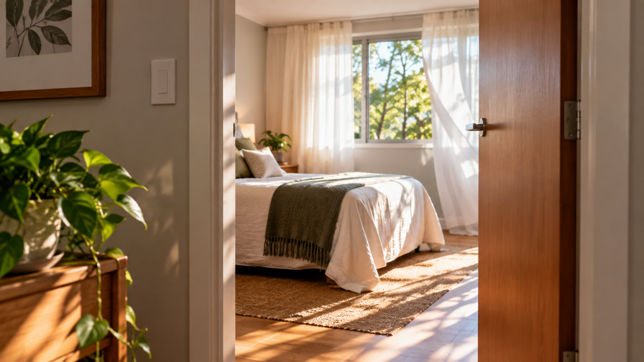 Por que deixar a porta do quarto aberta durante o dia? Conheça os possíveis efeitos na renovação do ar, no conforto térmico e no controle da umidade.