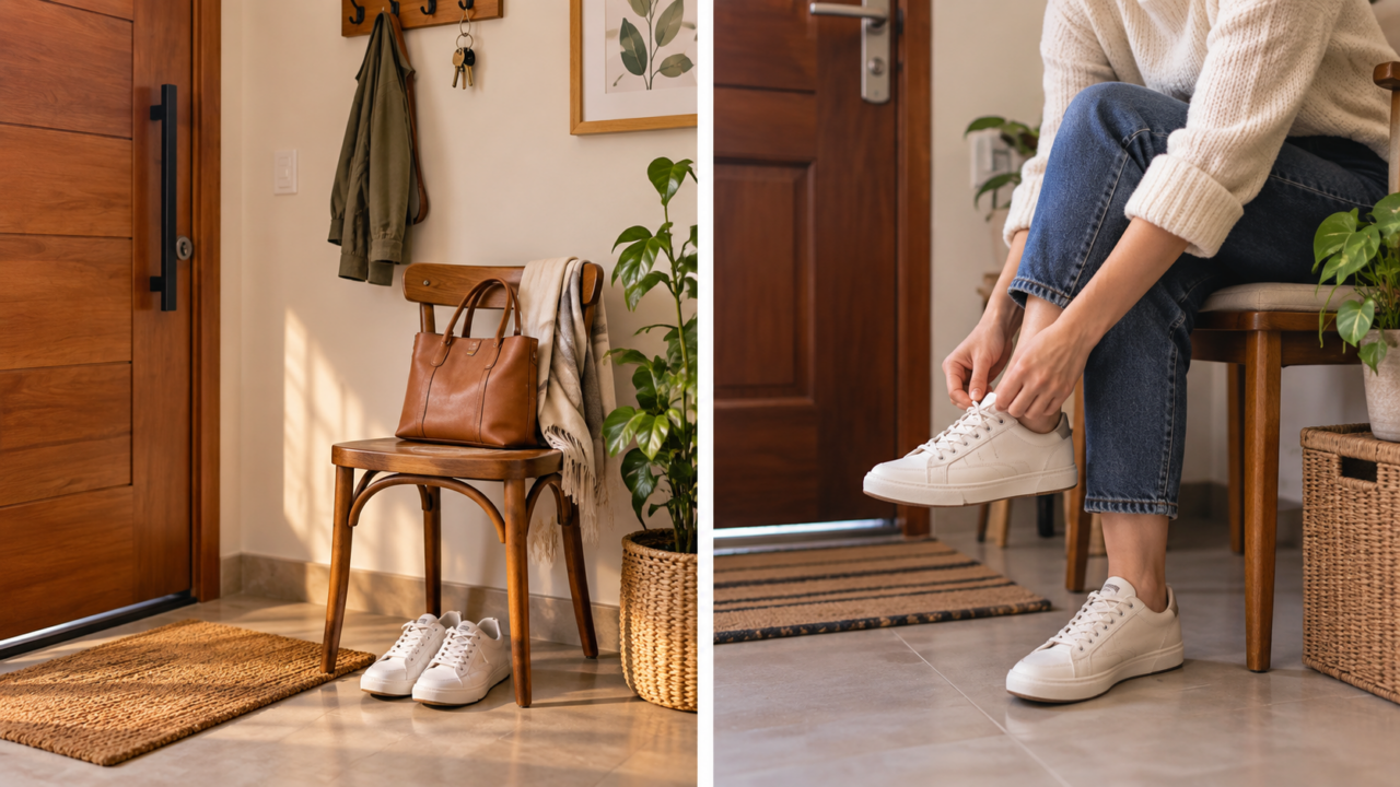 Cadeira na entrada da casa é apenas decoração? Entenda como esse móvel pode estar relacionado aos hábitos dos moradores e facilitar tarefas do dia a dia.