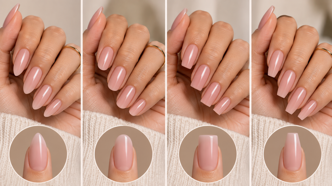 O formato da unha pode deixar os dedos mais delicados? Veja como amendoado, oval, quadrado e bailarina criam efeitos diferentes nas mãos.