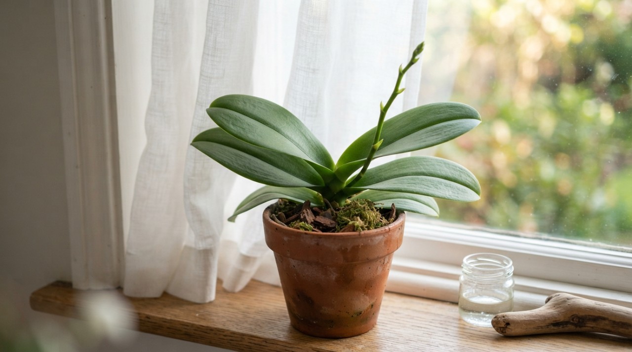 Depois de um ciclo intenso de floração, a Phalaenopsis entra em uma fase de repouso vegetativo onde prioriza o fortalecimento de suas raízes e folhas